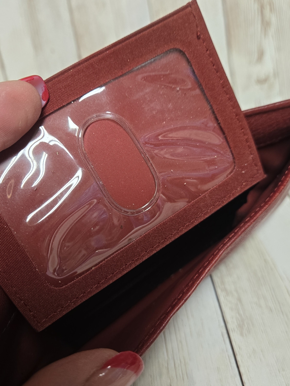 Options by Buxton Red Genuine Leather Checkbook Wallet Organizer - Picture 9 of 16